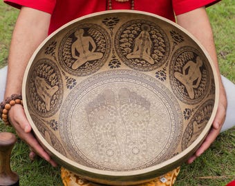 Large Buddha Feet Singing Bowl: Sacred Tibetan Meditation, Yoga, Sound Healing & Meditation