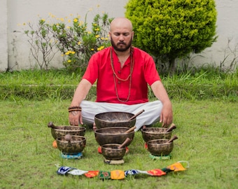 Full Moon Chakra Healing Singing Bowl Set: 7-Metal, Handmade Tuned for Sound Healing