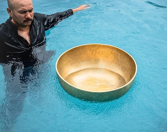 Large Hand Hammered Matte Tibetan Singing Bowl: Sound Bath, Meditation, Yoga, Healing (Nepal)