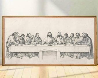 最後の晩餐のイコン - ビザンチン美術 - 手作りの木製プレートに描かれ