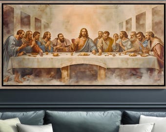 Last Supper Jesus Watercolor Catholic Wall Art: Printable Christian Artwork for Entryway, Religious Housewarming Gift, Digital Download