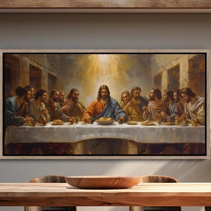 Impressionistisch kunstwerk 'Het Laatste Avondmaal' voor aan de muur, luxe woonkamerdecoratie, kunstwerk boven de open haard, rustieke Bijbelse print (digitale download)