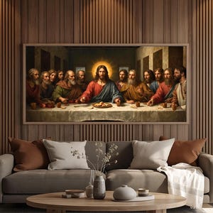 Den sista måltiden - Ultima Cena - Panoramabild för utskrivbar väggkonst, digital nedladdning - Modern kristen religiös konst