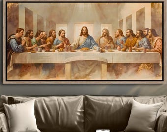 Last Supper Jesus Watercolor Wall Art: Printable Catholic Wall Art for Dining Room, Christian Artwork Housewarming Gift, Digital Download