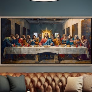 Last Supper Wall Art for Homes, Christian Housewarming Gift, The Last Supper Print, Modern Home Decor Religious Canvas Art, Digital Download