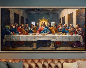 Wandbild „Das letzte Abendmahl“ für Zuhause, christliches Einzugsgeschenk, Kunstdruck „Das letzte Abendmahl“, moderne religiöse Leinwandkunst für die Wandgestaltung, digitaler Download