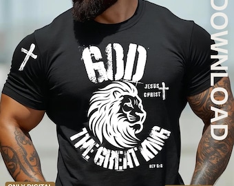 Father's Day Gift, Lion of Judah PNG SVG - Jesus is King Shirt - God The Great I Am Lion of Judah T-Shirt Desing, Digital Download