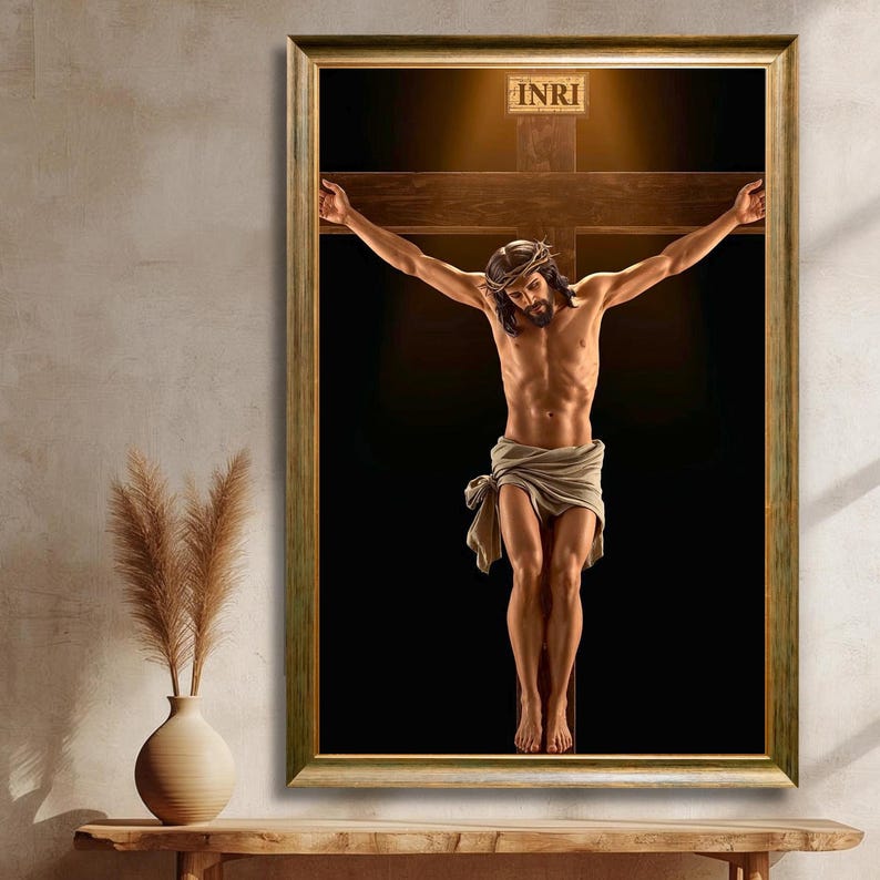 Crucifixion Painting Catholic Wall Art, Jesus Crucifix Printable ...