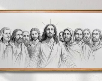 Jesus & Disciples Minimalist Sketch Printable Christian Wall Art, Living Room or Entryway Decor, Religious Housewarming Gift, (Digital Art)
