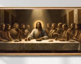 Letzte Abendmahl Digitale christliche Wandkunst: Realismus-Stil christliches Kunstwerk Wohnzimmer Eingangsbereich Dekor, religiöses Einweihungsgeschenk