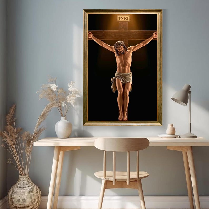 Crucifixion Painting Catholic Wall Art, Jesus Crucifix Printable ...