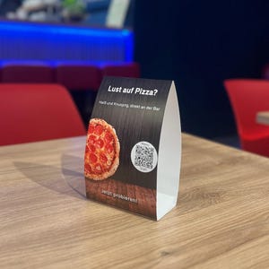 Stand with QR code for menu – Catering table stand with logo, personalized PDF