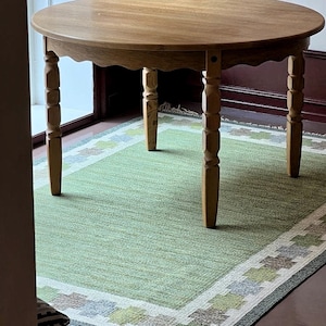 Contemporary Green Flatwoven Scandinavian Swedish Design Kilim Rug. 100 % pure wool Handwoven Multicolor Rug