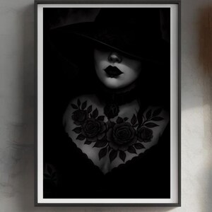 Goth Herz Kunstdruck, Tattoo Traditionelles Kunstwerk, Edgy Goth Frau Wandkunst | Weibliches Herz Kunst | Zauberhafte Frau | Feministische Kunst | Gotik |