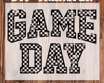 Retro Checkered Game Day DTF Heat Transfer Print