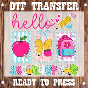 Second Grade Ready To Press, Back To School Dtf, Second Grade Dtf, Coquette Teacher Dtf, 2nd Grade Dtf, Preppy Teacher Dtf, Teacher Dtf