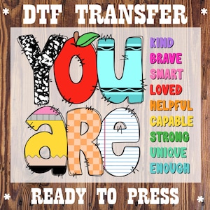 You are Kind Teacher Heat Transfer Print: Preppy Back to School DTF