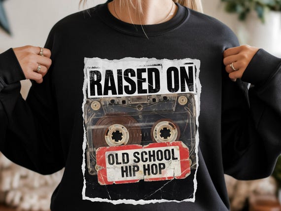 Raised On Old School Hip Hop PNG, Retro Cassette Tape Sublimation Design, 80s 90s Rap Graphic, Vintage Music PNG Download, Retro Streetwear