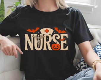 Halloween Nurse svg png eps pdf dxf | Spooky Nurse Clipart, Cute Pumpkin Nurse Hat Design | Halloween RN Shirt Digital Download