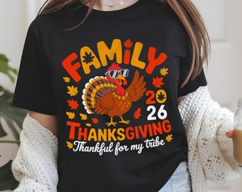 Ação de Graças em Família 2026 png | Grato pela Minha Tribo PNG | Design Fofo de Peru para o Outono | Arquivos para Camisetas de Ação de Graças | Download Digital para Sublimação