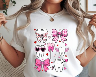 Valentinstag-Zahn-PNG-Bundle, Niedliche Zahnarzt-Valentinstags-Cliparts, Zahnliebe-SVG, Valentinstag-Design für Zahnarzthelfer/innen, Cricut-Schnittdateien, Digitaler Download