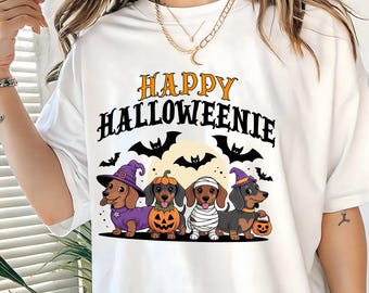 Halloween Dachshund Dog Png, Trick or Treat Dachshund Png, Weenie Dog Png, Spooky Season Dachshund Png, Witch Pumpkin Mummy Ghost Dog Png