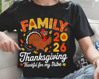 Ação de Graças em Família 2026 png | Grato pela Minha Tribo PNG | Design Fofo de Peru para o Outono | Arquivos para Camisetas de Ação de Graças | Download Digital para Sublimação