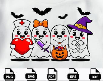 Halloween Nurse png svg eps pdf dxf | Cute Nurse Pumpkin Candy Design | Spooky Healthcare Clipart | Halloween RN Shirt Digital Download