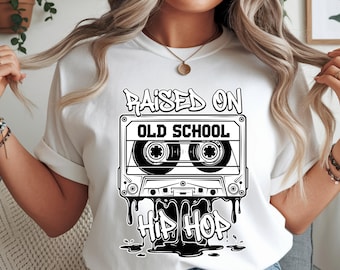 Raised On Old School Hip Hop PNG, Retro Cassette Tape Sublimation Design, 80s 90s Rap Graphic, Vintage Music PNG Download, Retro Streetwear