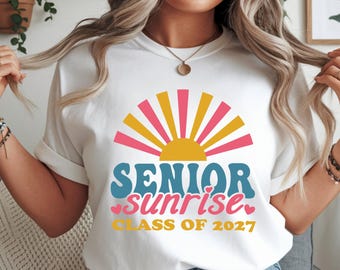 Amanecer de la Clase de 2027 PNG, Graduación PNG, Diseño de sublimación Senior 2027, Diseño de camiseta de graduación retro, Imágenes prediseñadas de estudiantes de último año de secundaria