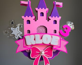 Princess castle cake topper/ Princess castle cake topper/ Birthday girls/ Party decorations/ Pink/ Personalized