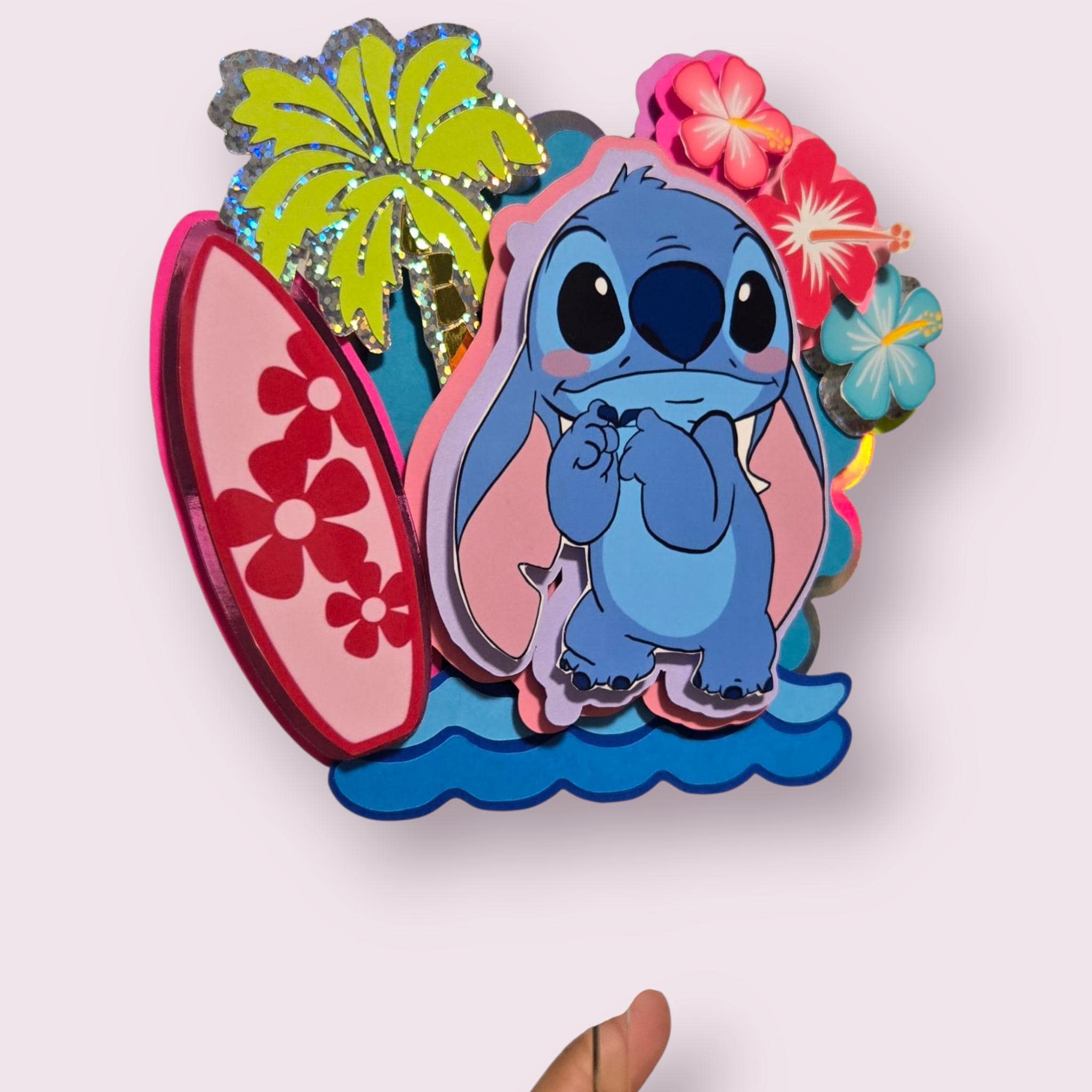 Stitch Tropical Topper - Personalized Kids Cake Decorations - Stitch Cake Topper - Lilo and Stitch Party Decoration -