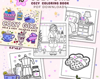 Cozy Girl Coloring Pages | Set Two, 10 Pages | Instant PDF Download | Cute Coloring Pages