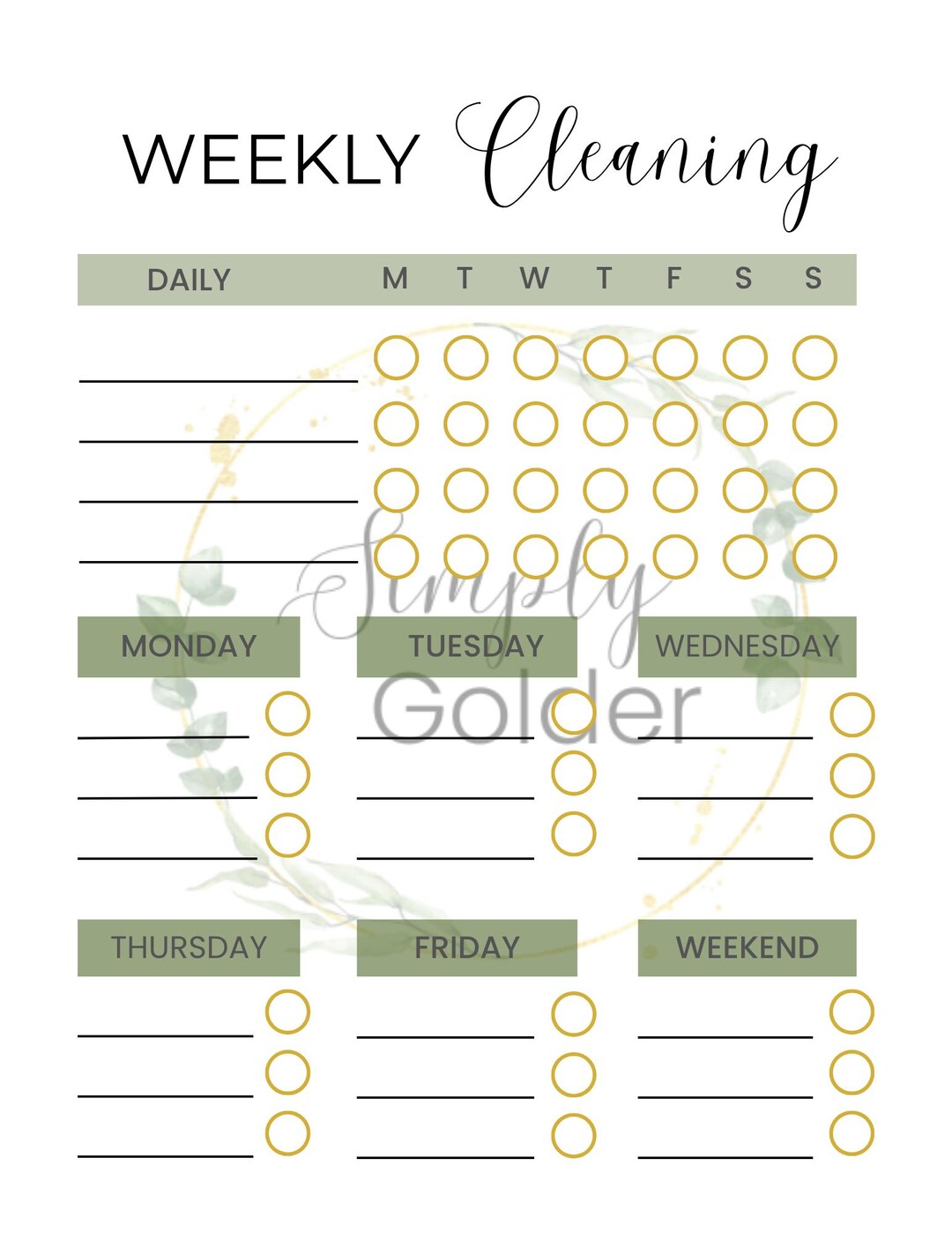 Weekly Cleaning Schedule Template | Editable Canva Checklist for Home ...