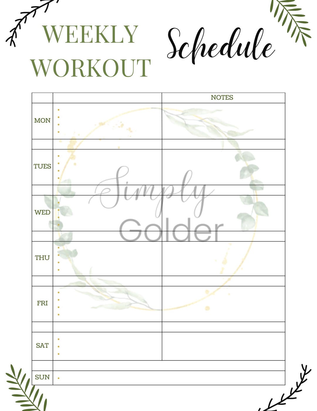 Weekly Workout Schedule Template for Busy Moms | Printable Fitness ...