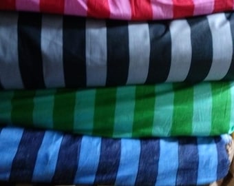 Striped Cotton Fabric, Multicolor Woven Textile, Sewing Quilting, By The Yard