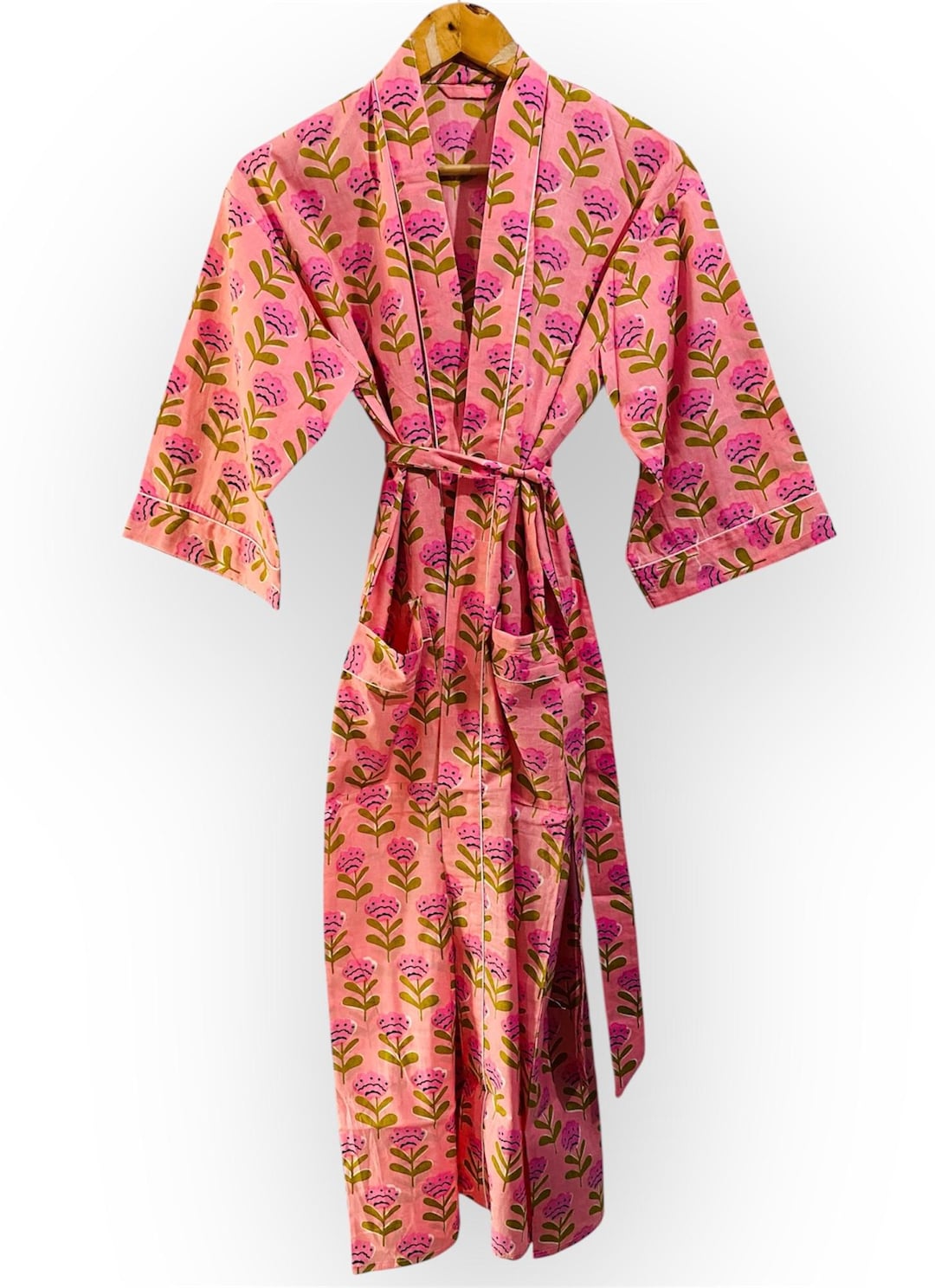 Pink Cotton Wrap Robe, Organic Loungewear, Soft Spa & Relax Robe - Etsy
