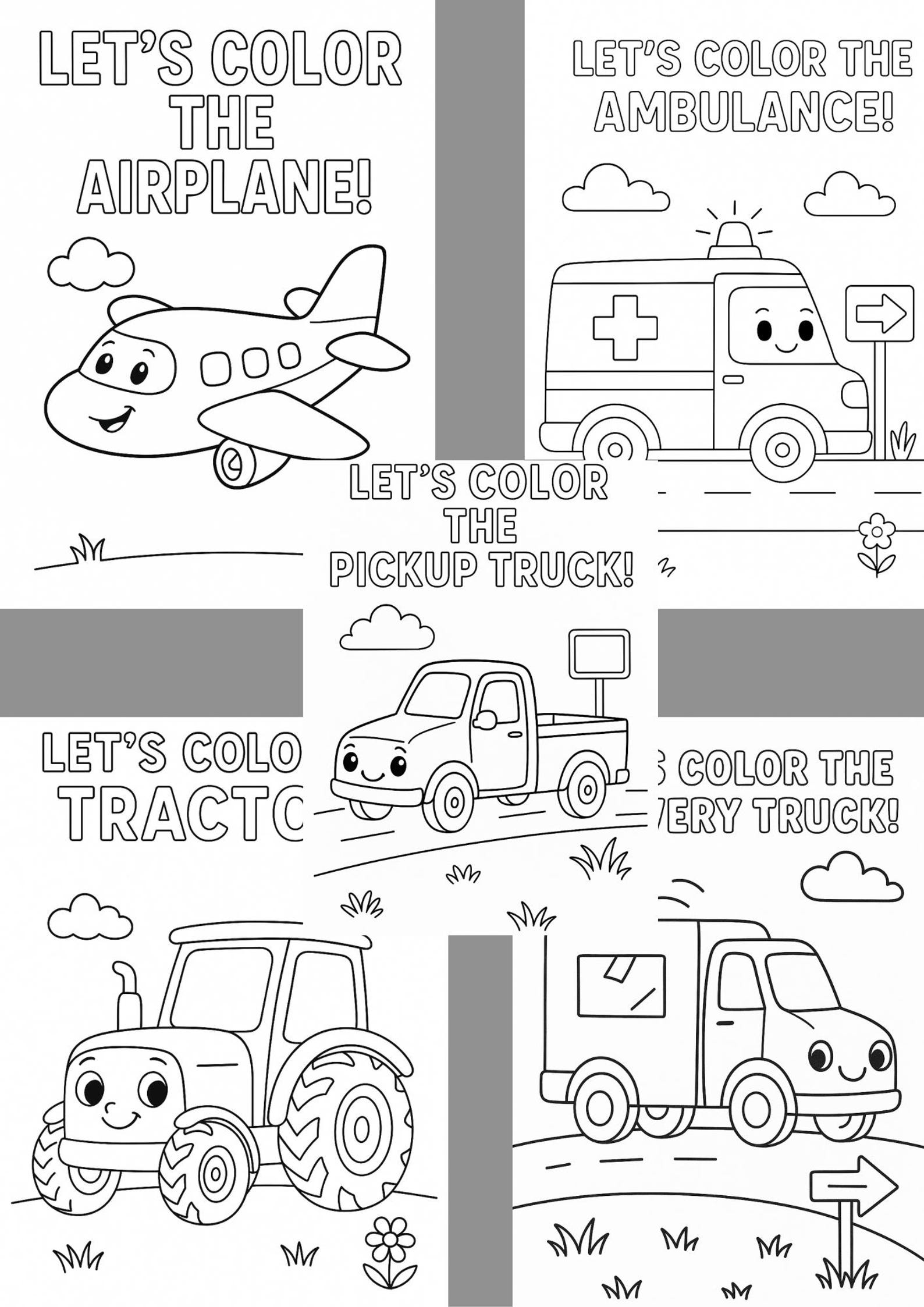 Printable Vehicle Coloring Book for Kids – 25 Fun Transportation Pages ...