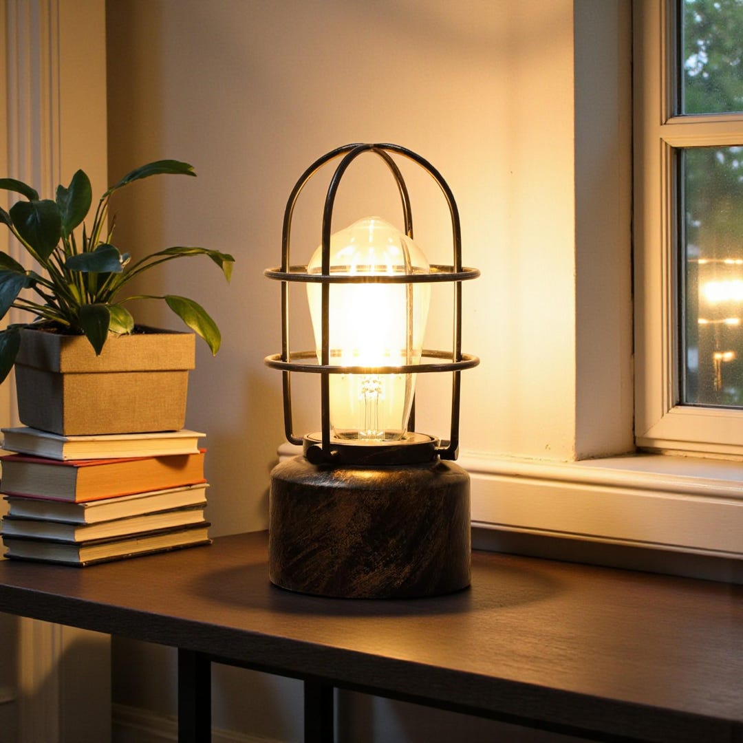 Small Touch Table Lamp for Small Spaces, 3-way Dimmable Industrial ...