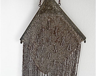 Antique Victorian/Edwardian Cut Steel Beaded Purse circa 1900, Free Domistic Shipping