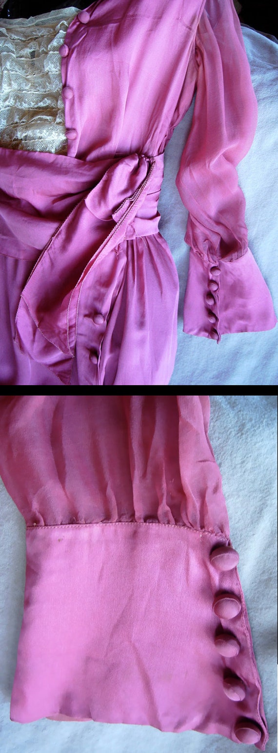 Lovely Authentic Antique Edwardian Pink Silk & La… - image 5