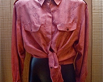 Beautifully Tailored, Vintage Terracotta Silk Blouse/ 1990s, Medium - Large