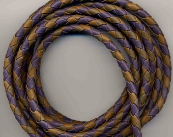 6 mm Purple Moss Taupe Round Braided Bolo Faux Leather Cord QUANTITY DISCOUNTS; 4yds, 6yds