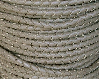 6 mm Putty Round Braided Bolo Faux Leather Cord, QUANTITY DISCOUNTS; 4yds, 6yds