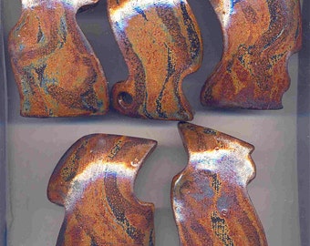 5 abstract handmade glazed stoneware clay tiles