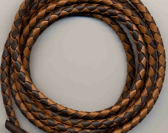 6 mm Luggage-Chocolate Round Braided Bolo Faux Leather Cord QUANTITY DISCOUNTS; 4yds, 6yds