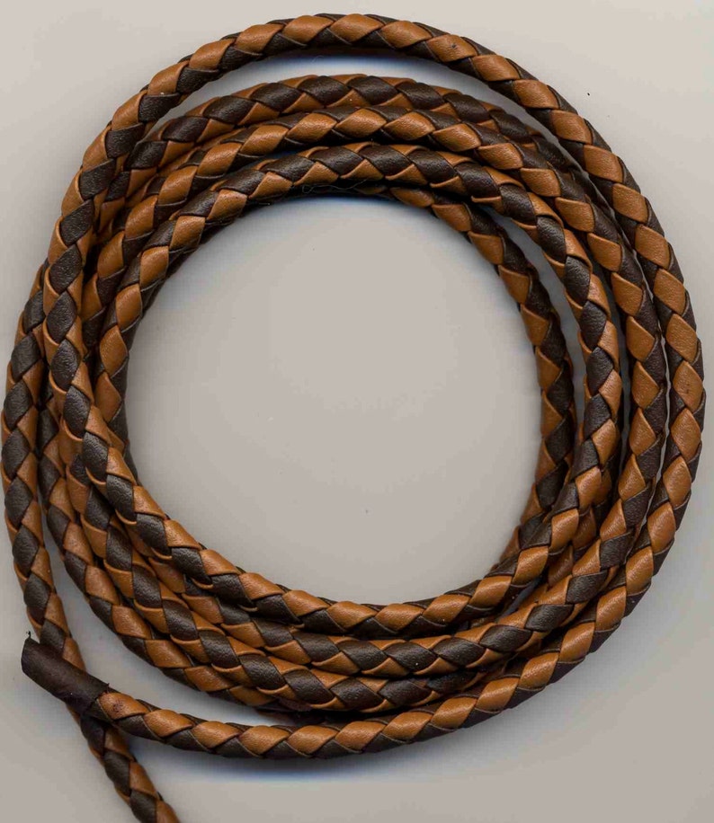 6 mm Luggage-Chocolate Round Braided Bolo Faux Leather Cord QUANTITY DISCOUNTS; 4yds 6yds