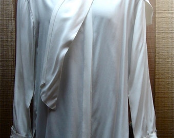 Vintage 1980s Sophisticated Classic Lizsport White Blouse Large, Mint