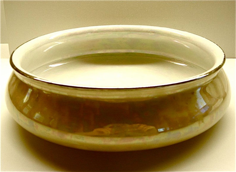 Royal Rochester Studios Heat Proof China Baking Dish with Opalescent Luster Glaze /& Gold Trim 1920s