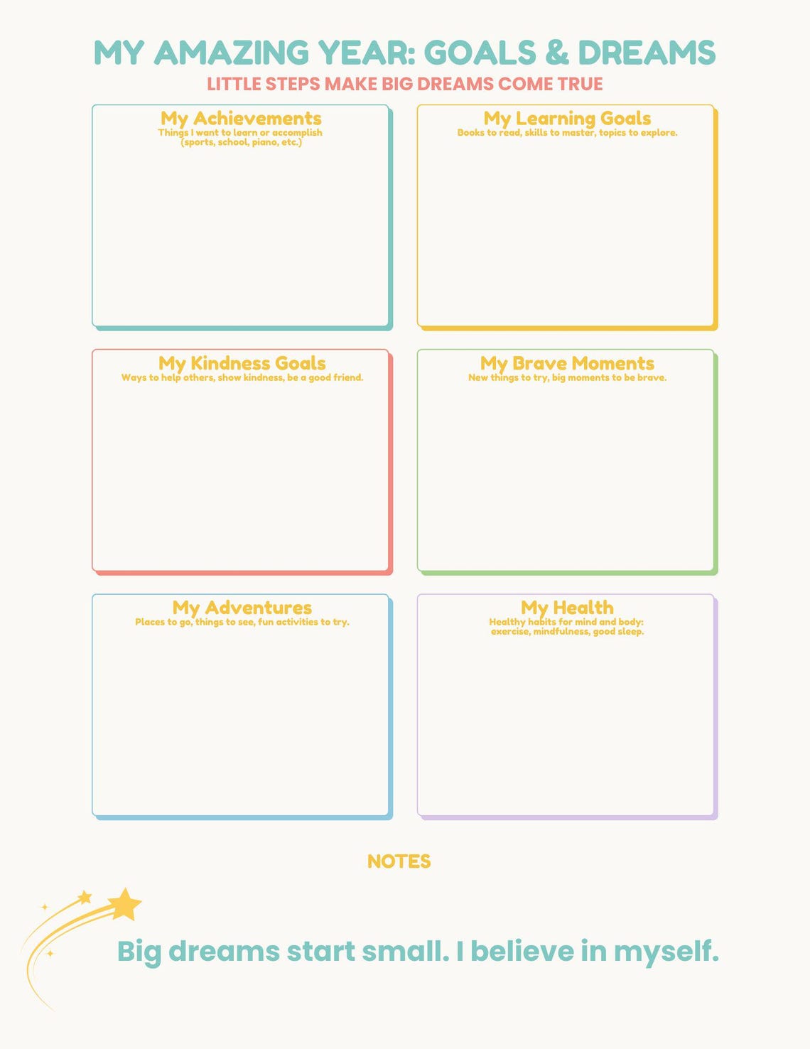 Kids Vision Board Printable for Ages 6–9 | Goal Setting Worksheet ...